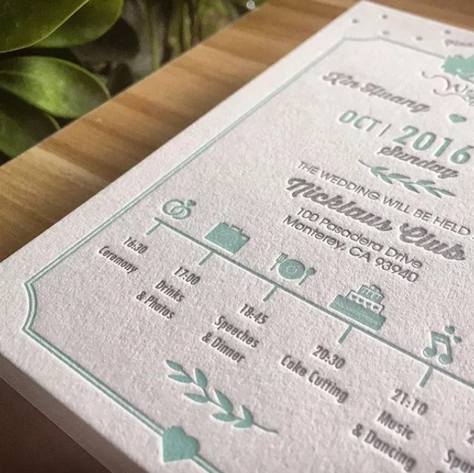 

Хлопчатобумажный штамповочный бесцветный штамповочный высококлассный Печатный Высококачественный Свадебный пригласительный персонализированный дизайн толстый