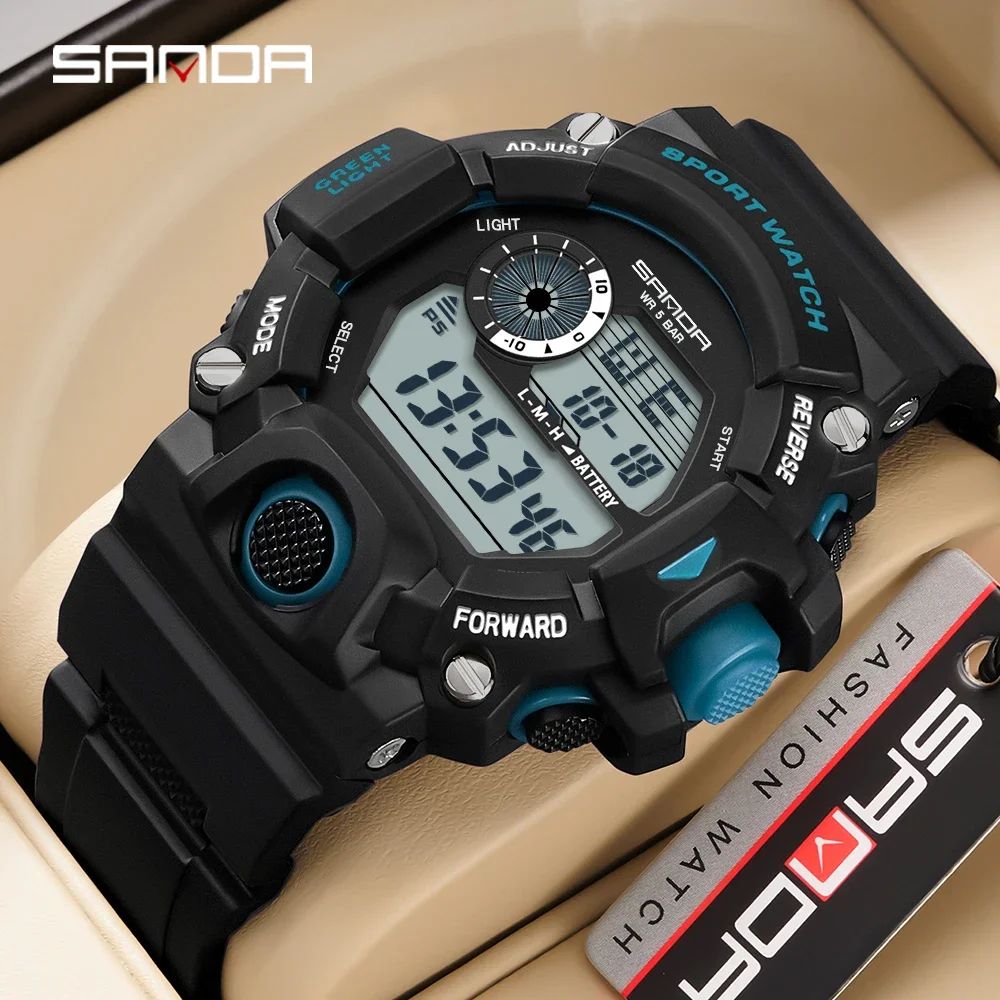 Sanda 326 New Arrival Of 2023 Electronic Digital Movement Luminous Led Display Dial Outdoor Sports Waterproof Men Wrist Watch new arrival underground metal detector parts md 4030 gold detector waterproof search coil