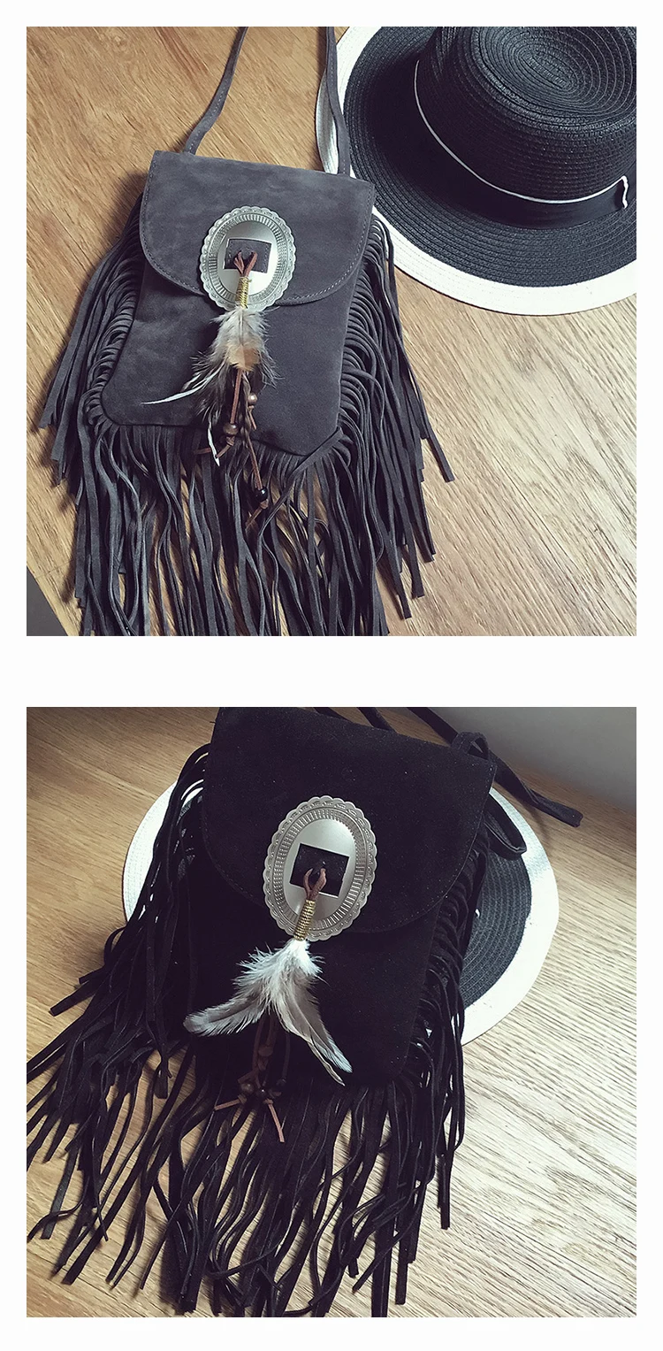 Female Small suede Bag Brown Beaded Feathers Hippie American Indian Tribal Bohemian Boho Chic Ibiza Style Pouch Bag (6)