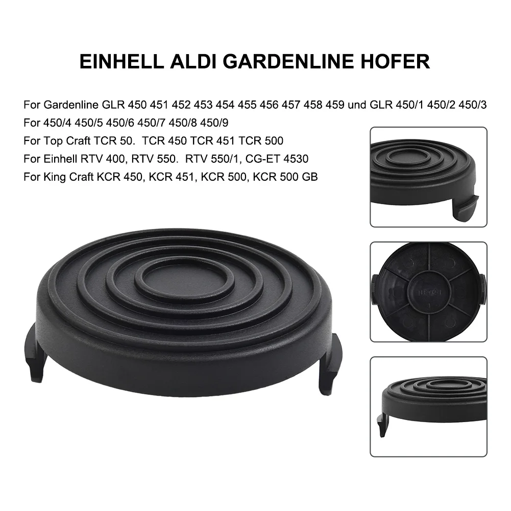 

Trimmer Spools Cap Spools Cap Cover Black For Einhell RTV 400 RTV 550 Replaceable String Trimmer Parts High Quality