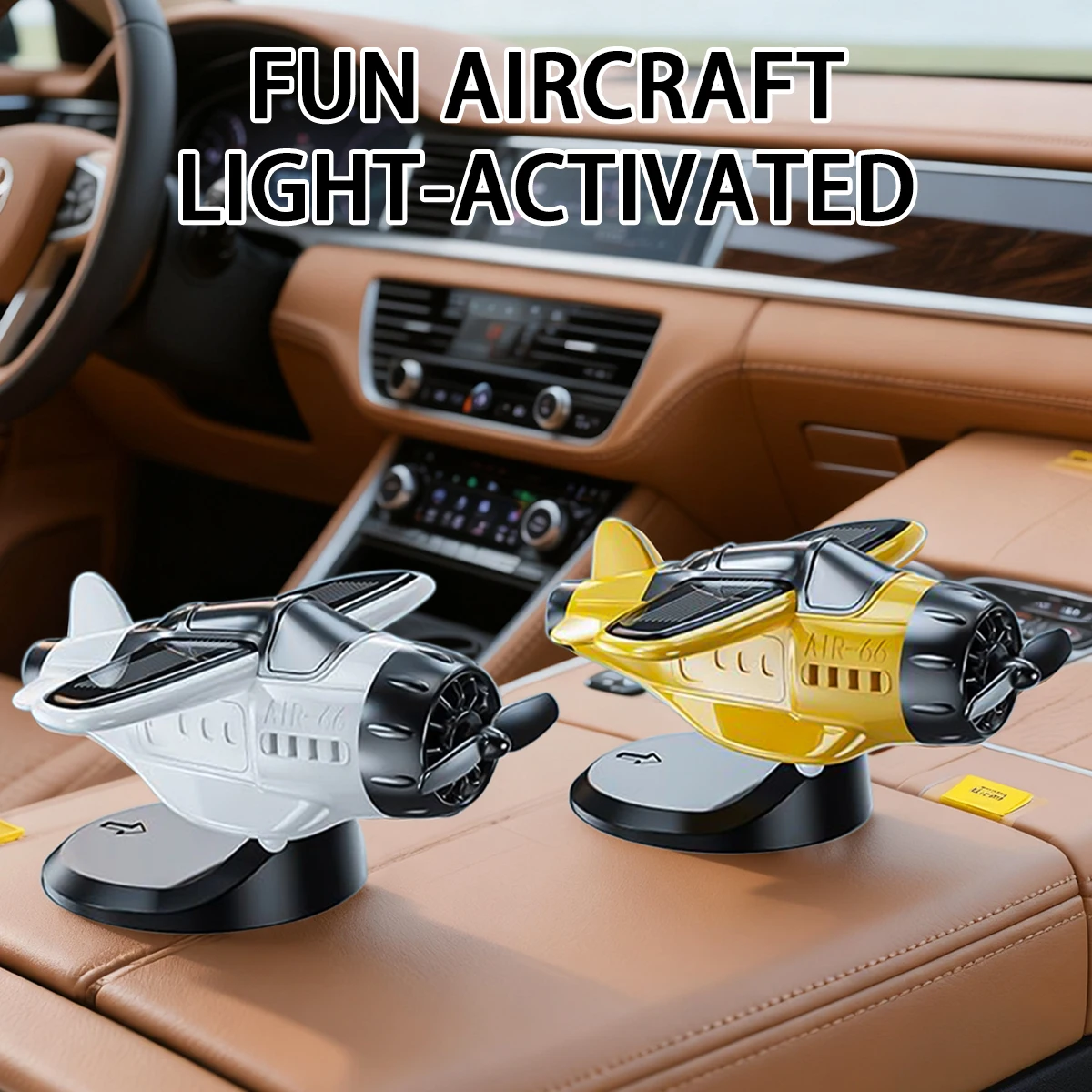 360 Rotary Car Solar Airplane Ornaments Creative Solar-Powered Aircraft Model for Car Center Console Multiple Colors Car Decor