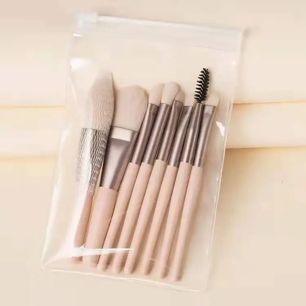 Set of 8 Soft Bristle Make Up Brushes Premium Synthetic Eye Facial Beauty Eyeshadow Brush With Bag Foundation Brush
