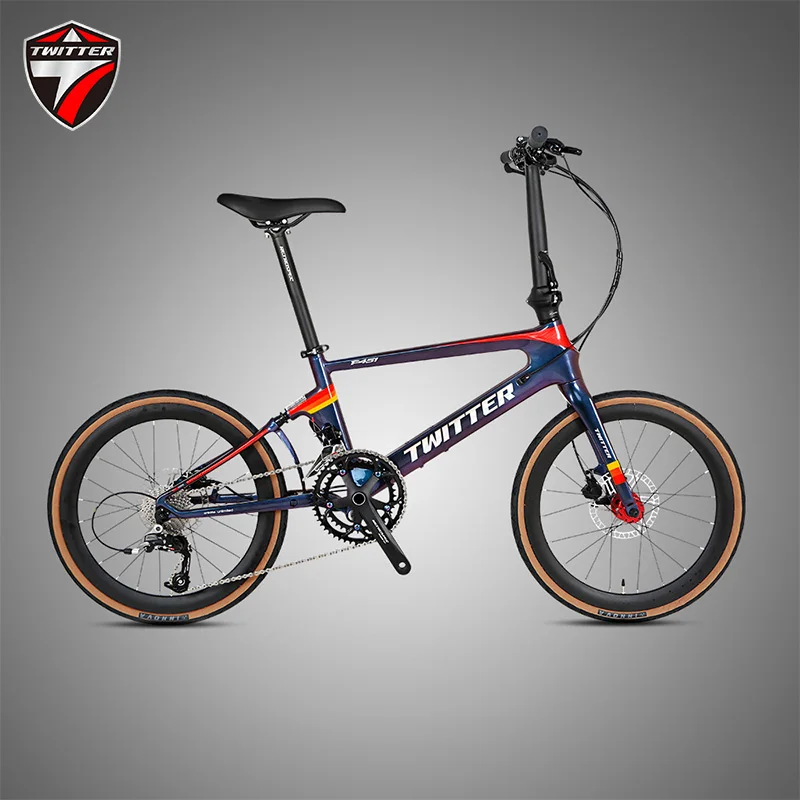 

TWITTER New Full Color F451 4700-20S Hybrid Disc BrakeT1000 Carbon Fiber Folding Bike 22Inch Wheels Suitable for150-180cm Height