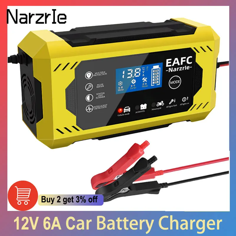 12v6a Car Battery Charger Smart Battery Charger Agm Start Stop Battery