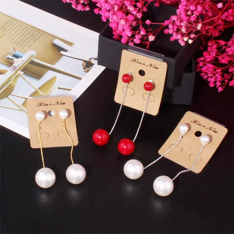 

Japanese and Korean Fashion Women's Stud Earrings S925 Silver Needle Size Pearl Long Women's Earrings A Second Wear Earring