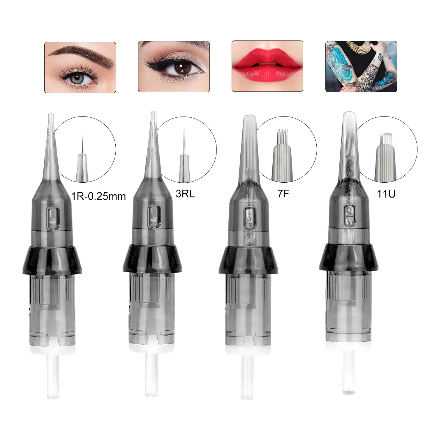 sterilized 18u nano u microblades 0 16mm microblading needles eyebrow tattoo blades for manual microblading hand tool holder New 20/40/100PCS Tattoo Needle Permanent Makeup Cartridge For Universal Tattoo Machine Pen Eyebrow Needle Nano 1R-0.16mm