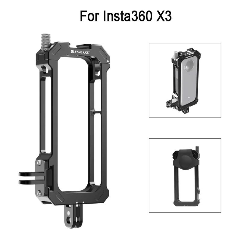 PULUZ Camera Protective Frame For Insta360 X3 Metal Cage Rig Housing with Expand Cold Shoe Base & Tripod Adapter
