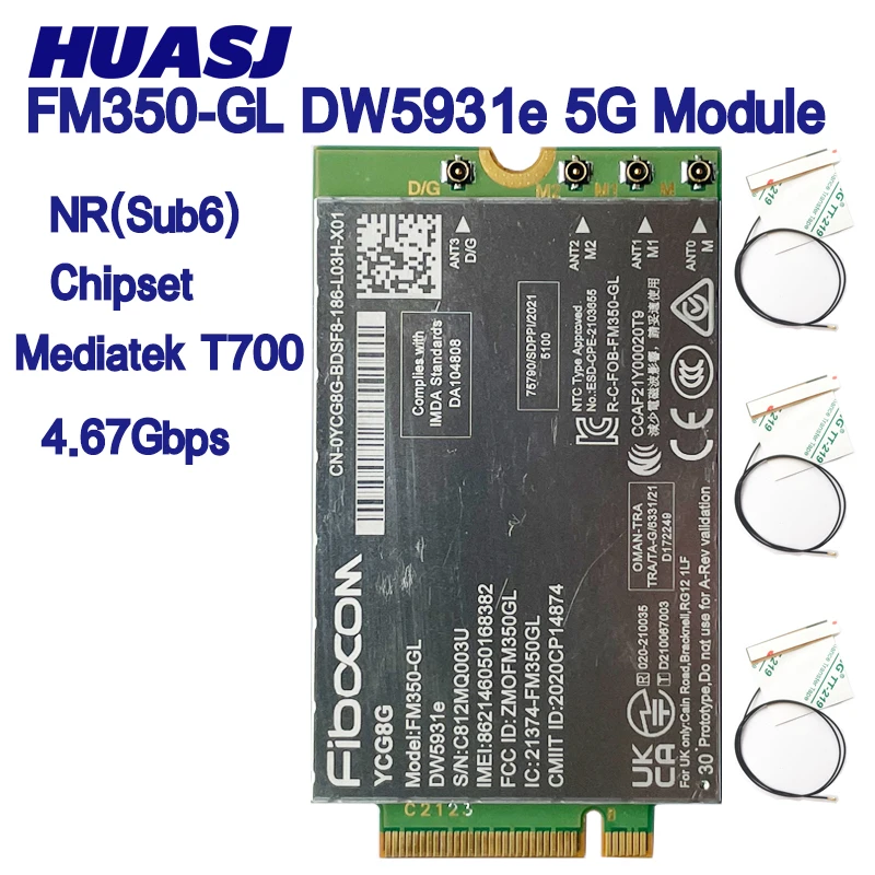 Fibocom-módulo para Dell Latitude Dell Latitude 7440 Latitude 5531 9330 3571 Solução Intel 5g Fm350-gl Dw5931e 5g M.2