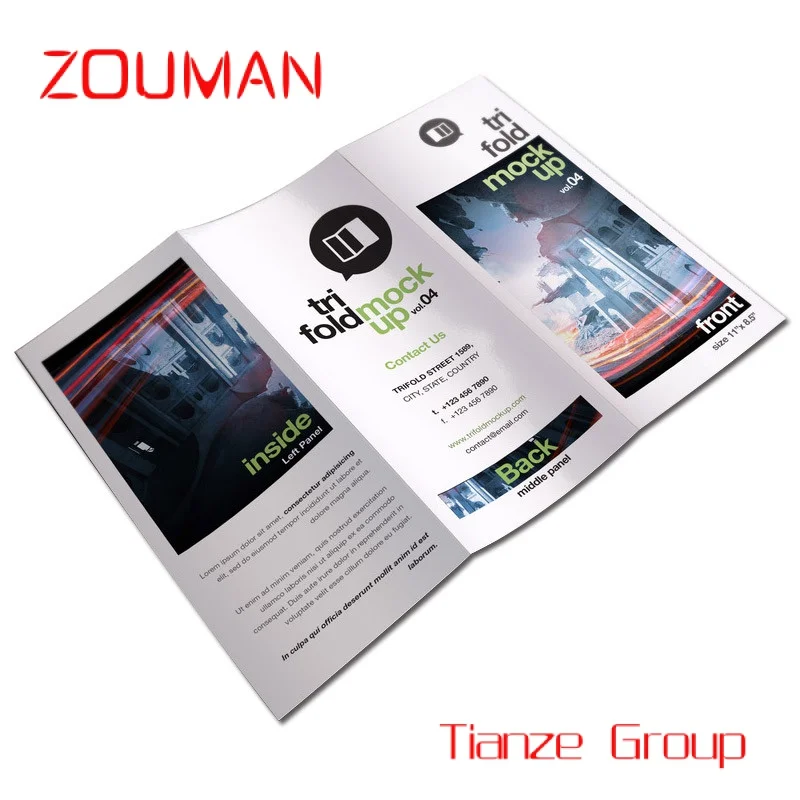 Custom , Fold Flyers Printing Service Custom Size Gloss Single Sided Laminated Full Color Flyer Leaflet Manual Printing custom poster flyer advertisement fold three color page printing single color page album brochures