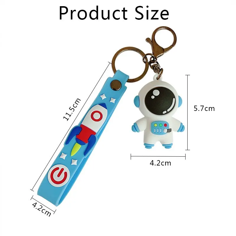 Key Rings Key Chains 2pcs PVC Cartoon Planet Tour Astronaut Keychain Cute Astronaut Couple Chain Soft Rubber Small Pendant Key Ring Gift Aesthetic