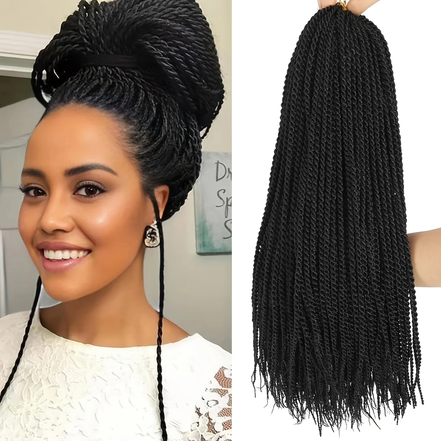Synthetic Crochet Braids Senegalese Twist Crochet Hair 4Packs Pre Looped Ombre Crochet Braids for Women (18inch, 1B)