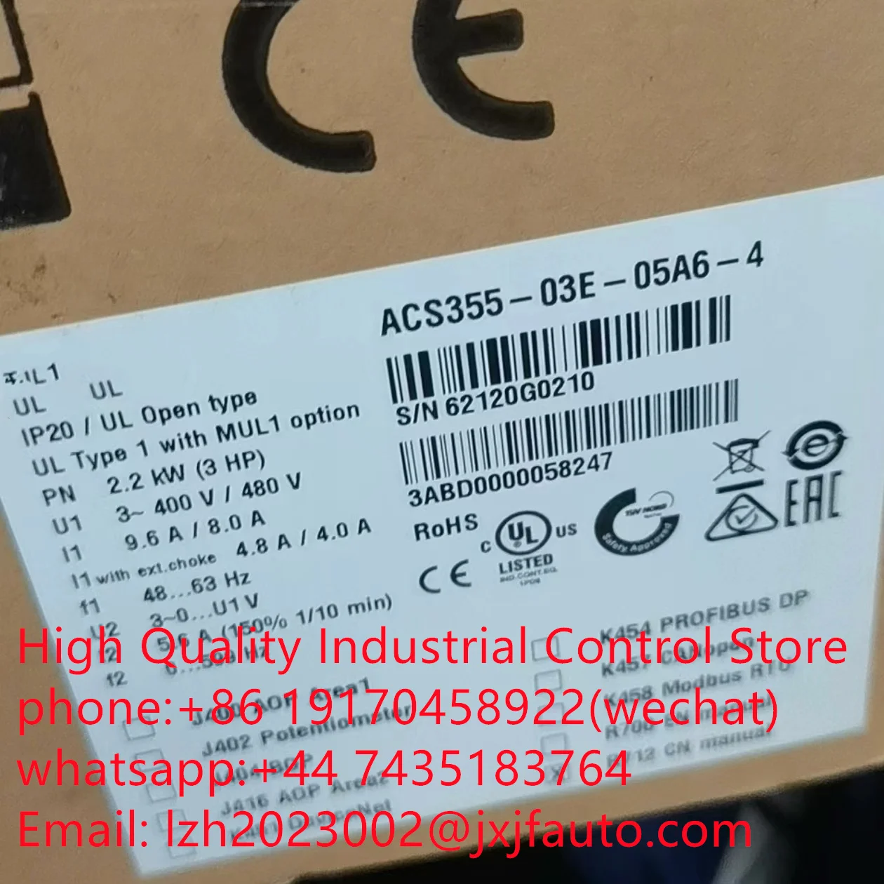 

ACS355 series VFD，ACS355-03E-05A6-4，order number 3ABD0000058247