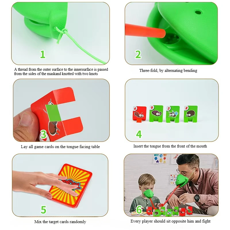 Parent Child Interactive Toy Child Mask Combat Game Frog Chameleon Tongue Spit Contest Crocodile Finger Bite Parent-Child Interactive Toy