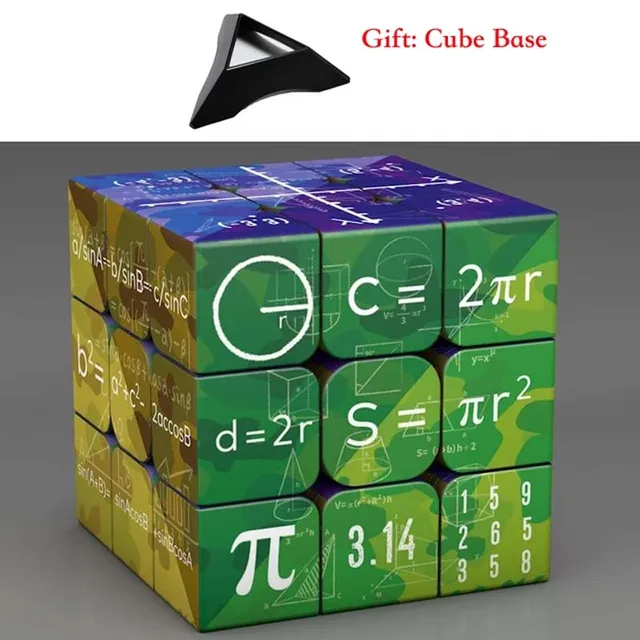 3x3x3 Magic Puzzle Cube Math Chemistry Element Physical Kids Puzzle Cube with Base Magic Cube Children's Gifts Educational Toys 3