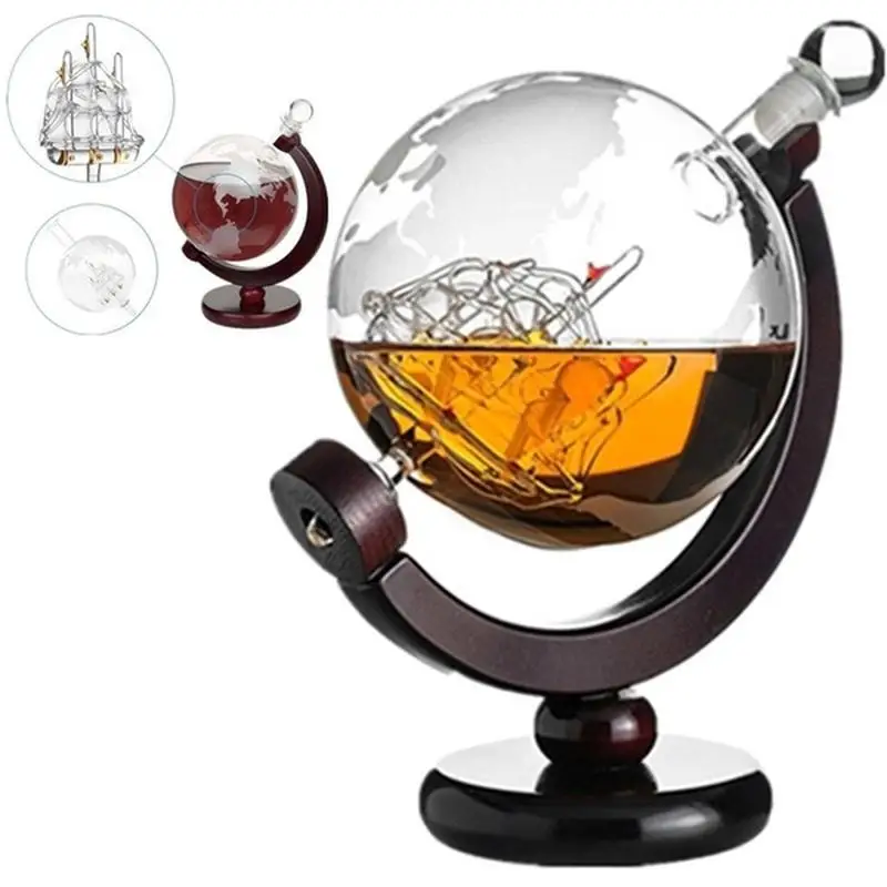 Description Picture 4 of item850ml Large Glass Globe Round Liquor Decanter Gift Whiskey Bottle Wine Decanter Holder Shot glasses dispenser Drink dispenser