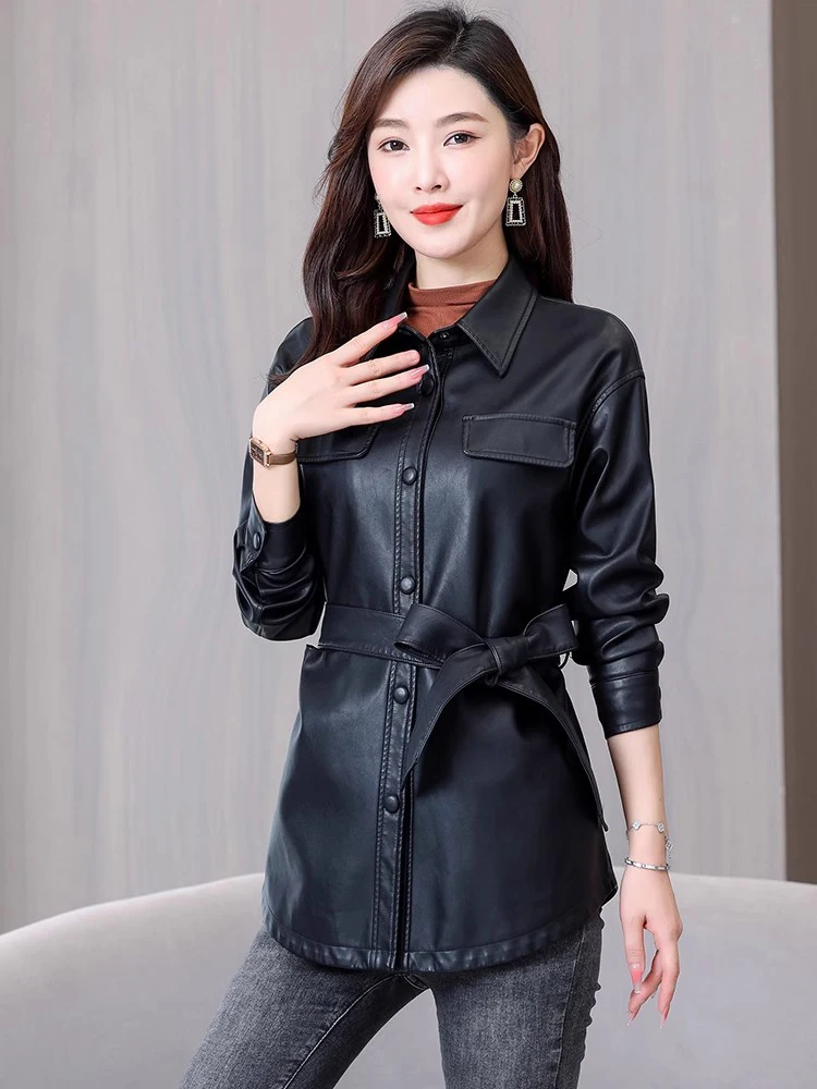 Casual Jacket Leather Spring Jackets New Women Shirt Style Leather