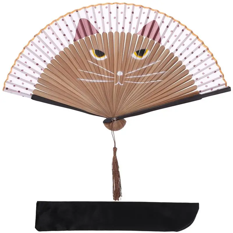

Handheld Fan Cartoon Cat Folding Fan Cartoon Cat Hand Fan Folding Fan Hand Held Fan Cat Fan Foldable Fan with Store Bag