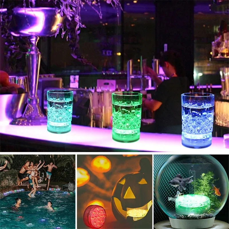 Luz subacuática impermeable para piscina, 13 LED, 16 colores, RGB, IP68,  RF, Control remoto, luces sumergibles para estanque y jarrón