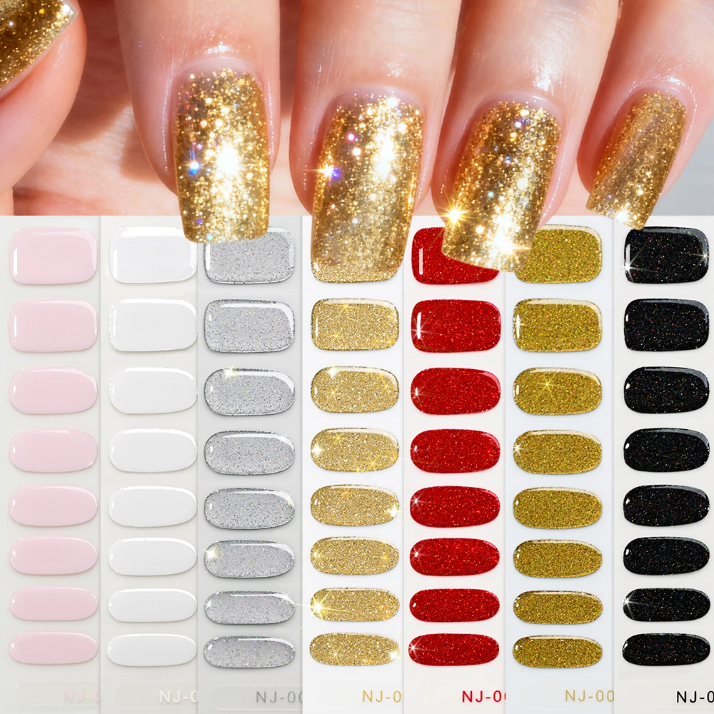 Elegant Pure Pink Semi-Cured Nail Stickers - Long-Lasting Self-Adhesive Gel Nail Wraps