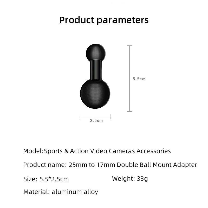 Ball Mount Adapter Double Ball Mount Adapter 1 Inch To 25mm/17mm/20mm Composite Extension Ball For Standard Dual Socket Mount Accessroeies
