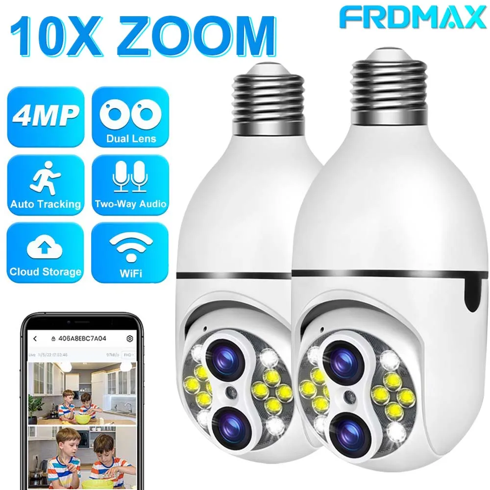 

4MP Bulb Security Camera Wifi Wireless Indoor Monitor PTZ Camera Auto Tracking Full Color Night Vision 10X Zoom CCTV IP Camera
