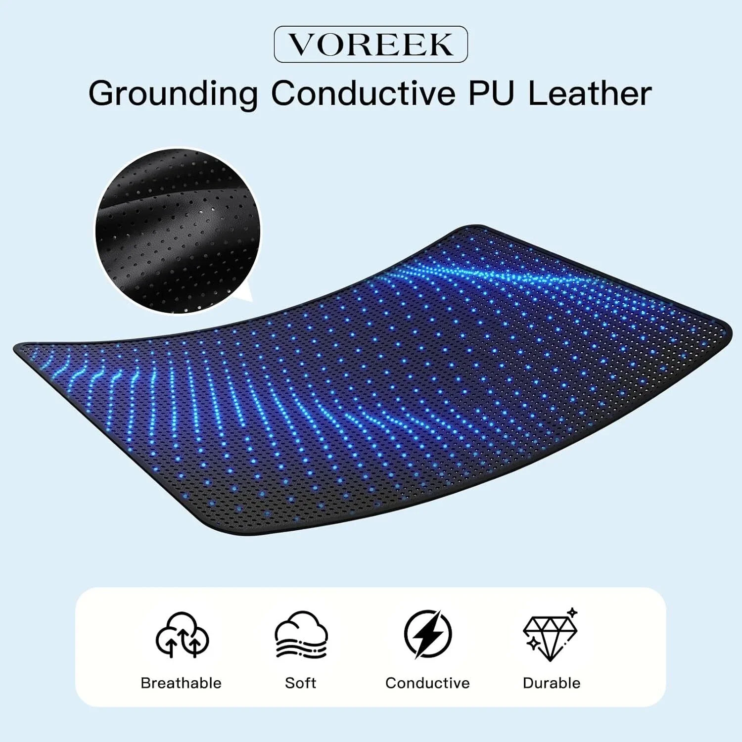 68x185x0.06cm Grounding Mat Leather Mattress Conductive Carbon Pad For Better Sleep Reduce Stress With 4.5m Earthing Conductor 3