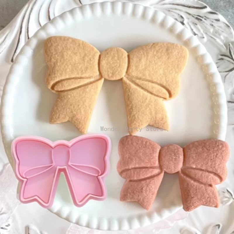 Cute Butterfly Bowknot Shaped Cookie Cutters 3D Bow Pressable Biscuit Moulds Stamps Embossers Cake Making Tools Baking Mold