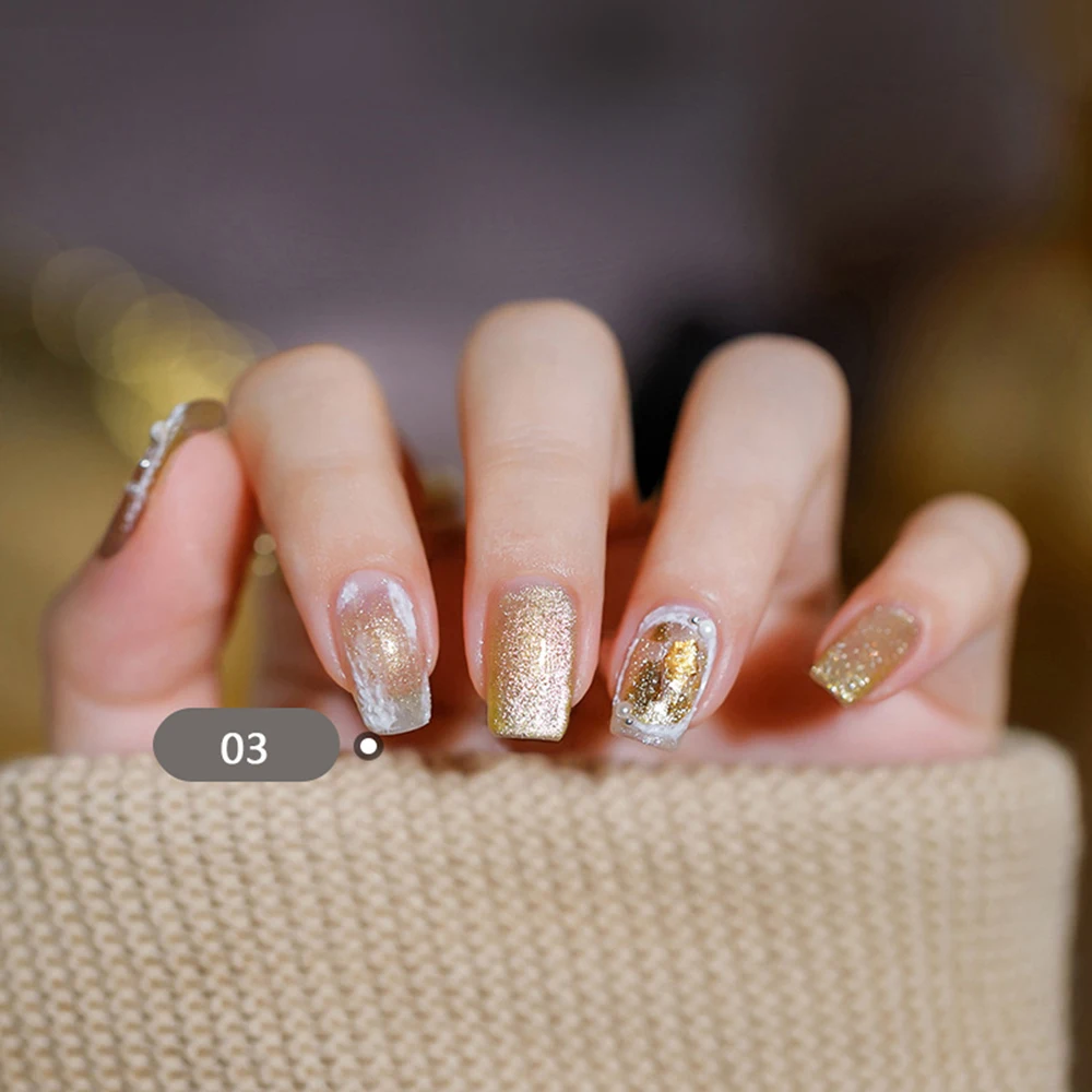 Vendeeni 15 Colors Glitter Magnetic Nail Gel Holographic Cat Eye Gel Nail Polish Soak Off UV LED Aurora Magnet Nail Art Varnish 5
