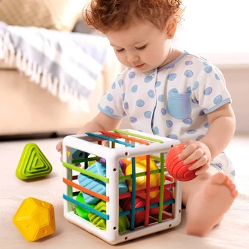 Montessori Shape Blocks Sorting Baby Toys 6 12 months Motor Skills Toys Sensory kids Educational Toys Games child 0 6 months 5