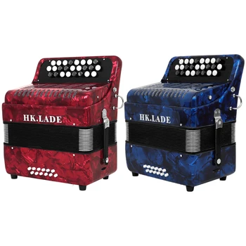 HK·LADE Accordion 25 Keys 12 Bass Accordion Professional Bayan Accordion Keyboard Muscial Instrument Parts with Straps Case