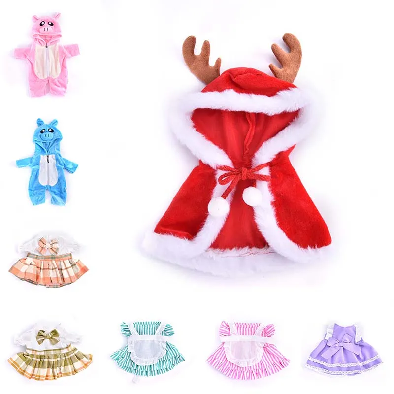 Doll Clothes For Lalafanfan Duck 30cm Yellow Duck Clothes JK & Striped Maid Skirt Clothing Stuffed Plush Doll Acces doll clothes