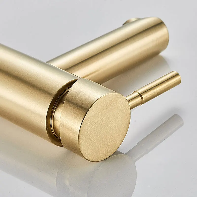 Brushed Gold Stainless Steel Bathroom Faucet Image 5