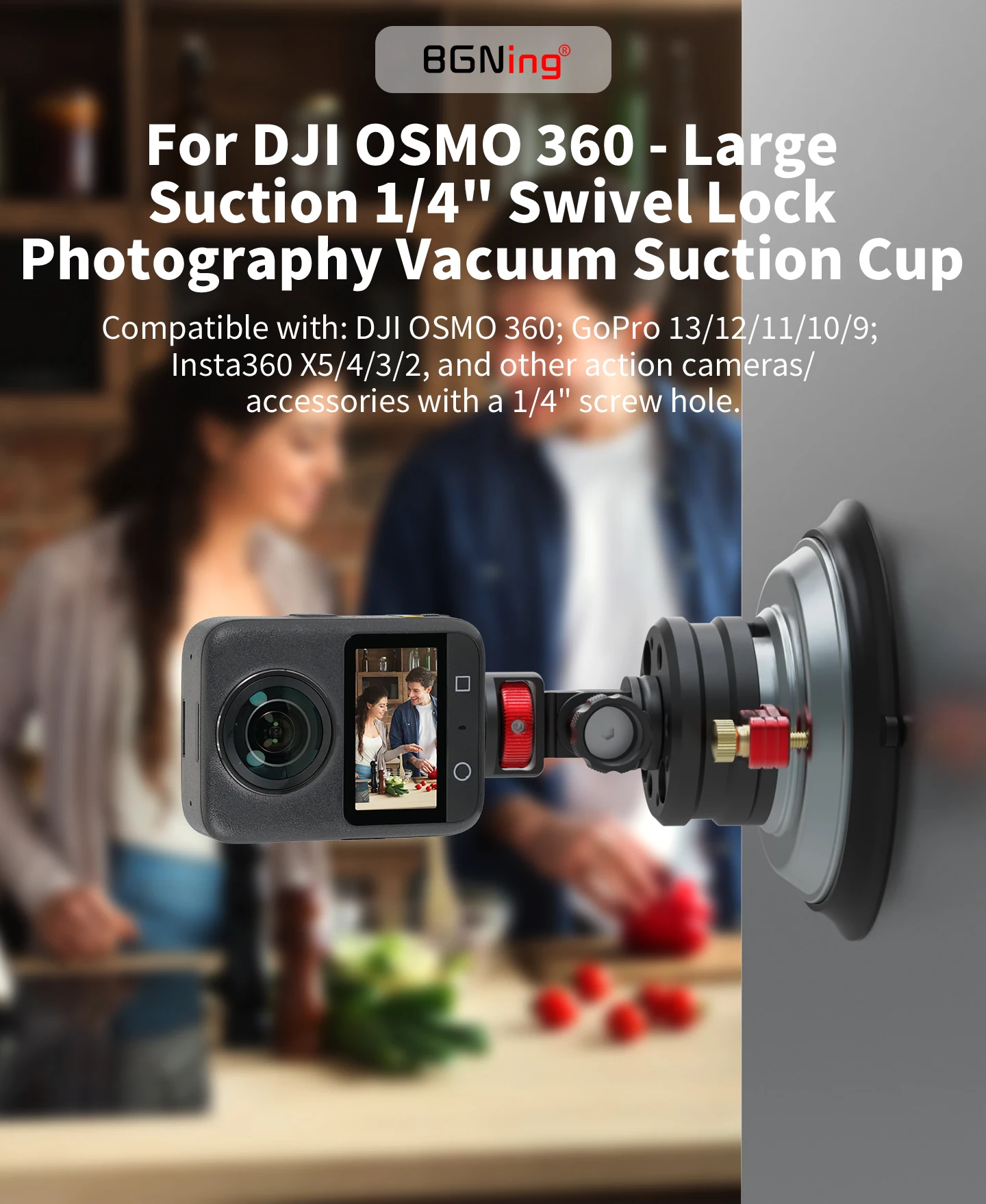 Zauberarm mit zwei Kugelköpfen, 11 Zoll, 7 Zoll, 360 cm ° Halterung für GoPro Insta360 DJI OSMO 360, Aluminium-Vakuumsauger, Autohalterung, magnetische Halterung – Detail 5