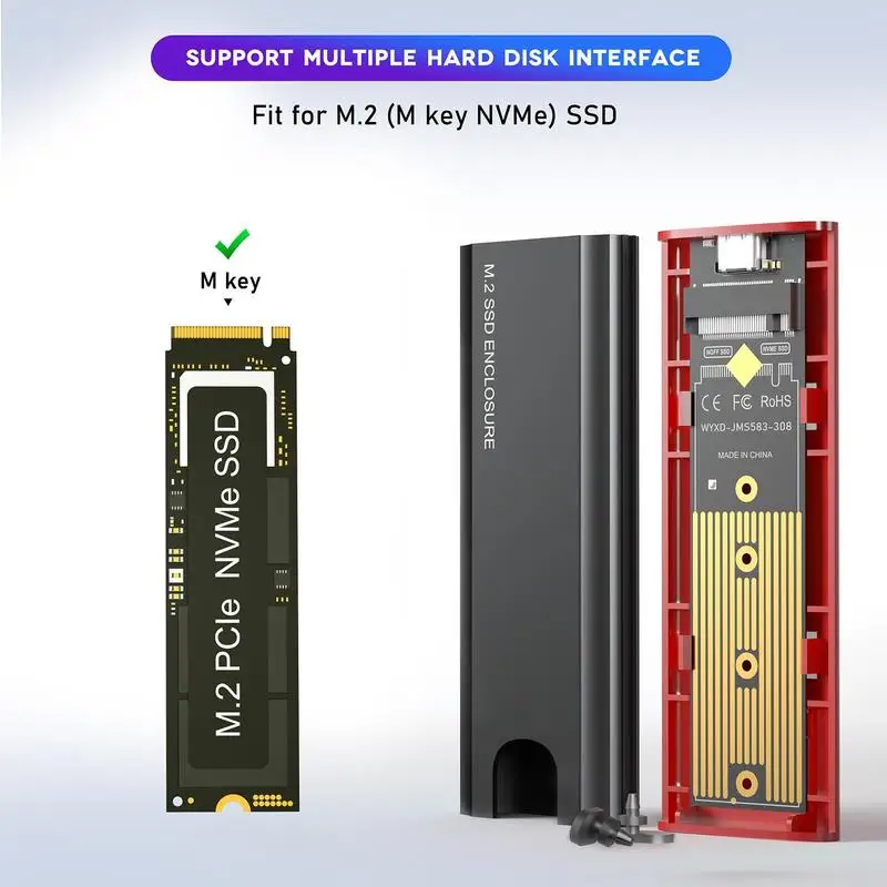 Nvme Case Ssd de Protocolo Duplo M.2 para Usb tipo c 3.1 Adaptador de Gabinete Nvme Pcle Nvme Chave bm Caixa de Disco Ssd - Image 3