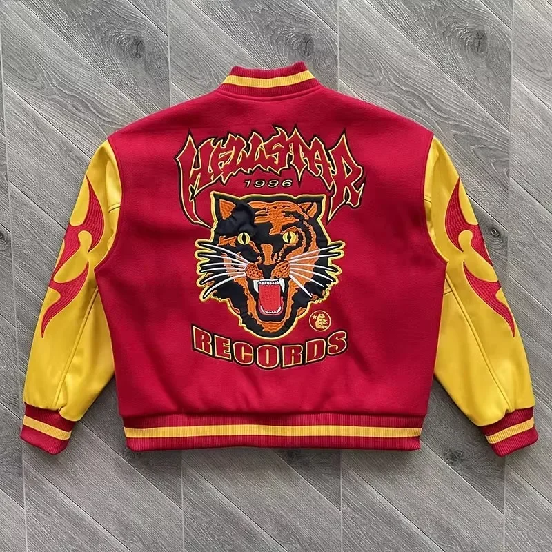 Hellstar  Records Werewolf Letterman Jacket Tiger and logo embroidery pattern 2
