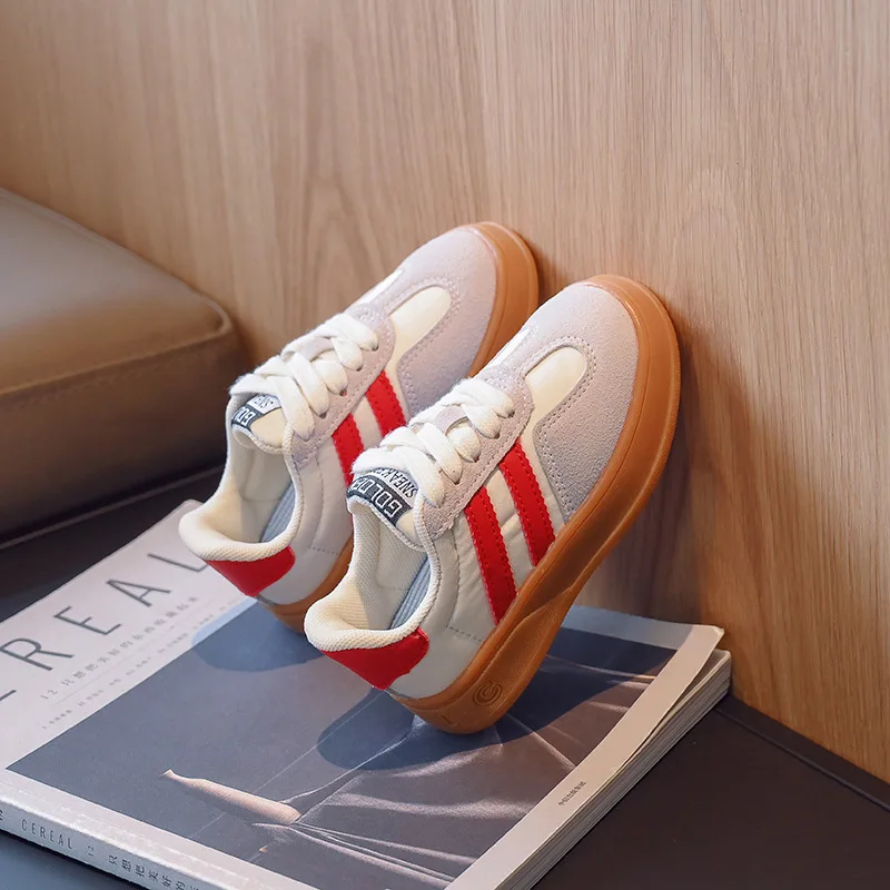 Kids Suede Sports Sneakers Boy Girl Canvas Spring Autumn Solid Trainers