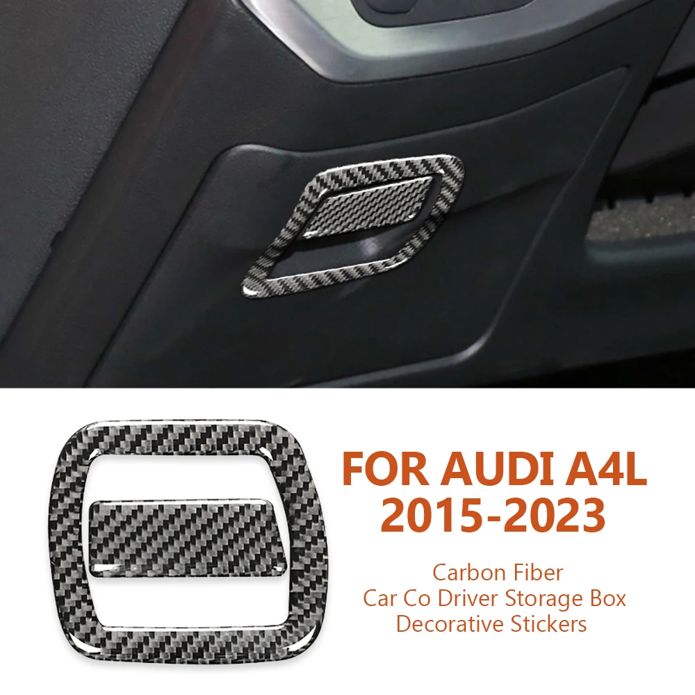 

For Audi A4 A5 A4L B9 2015-2023 Car-styling Carbon Fiber Car Co Driver Storage Box Decorative Stickers Auto Interior Accessories