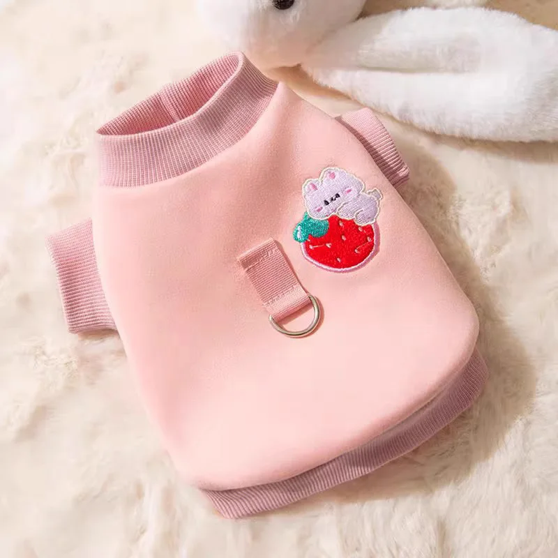 

Strawberry Rabbit Dog Sweater Autumn Dog Cat Clothing Pet Supplies Cute Teddy Pullover Puppy Two Legged Clothes