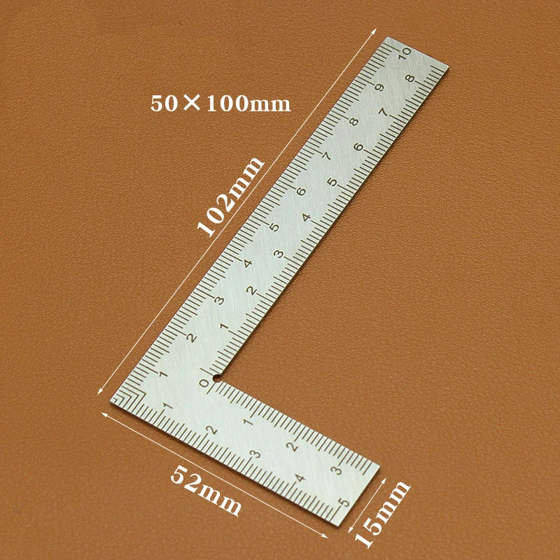 Durable 5x10cm Stainless Steel DIY Leather Right Angle Ruler Leathercrafts Tool For Handmade Cutting Ruler