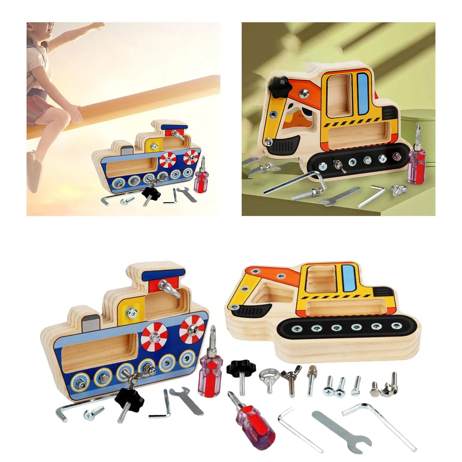 

2Pieces Montessori Screw Driver Board Nut Tool Teaching Aids for Game