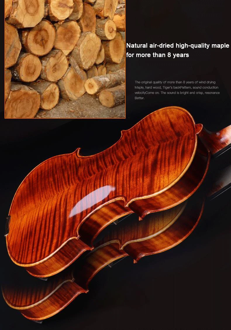 Viola 15"15.5" 16" Reddish brown Maple Handmade Varnish Professional Viola With Bow Foam Case