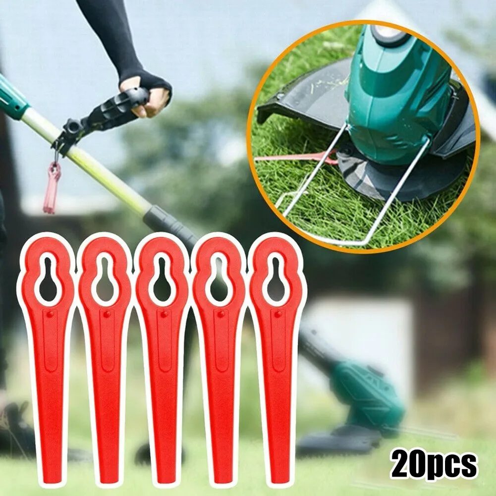 Lawn Mower Trimmer Blade Grass Trimmer Blade Mower Accessories Lawn Mower Blades Plastic Replace Replacement Set Trimmer 20Pcs Blade Cordless For Einhell Grass Practical Durable
