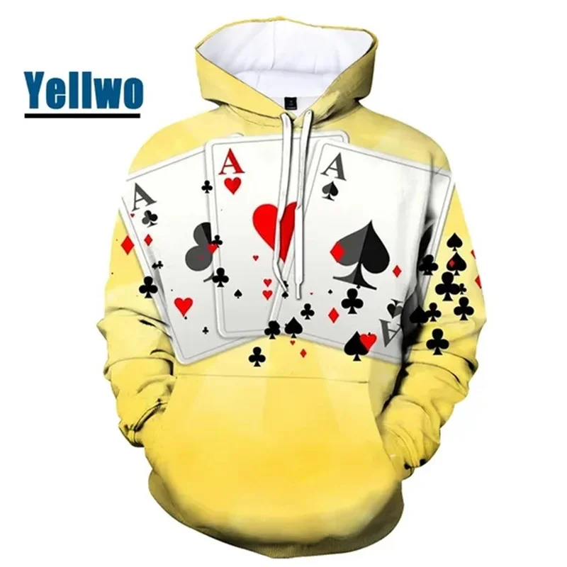 keephen Felpa con Cappuccio da Uomo con Stampa Poker 3D Casual Felpa con Cappuccio con Stampa Gara di Poker retrò Casual Pullover