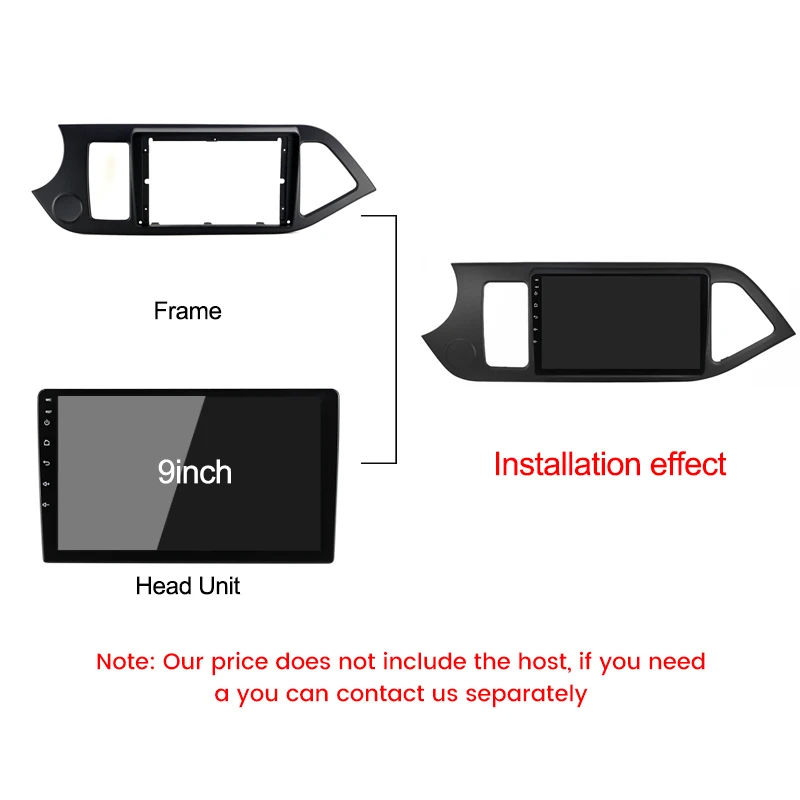 9" Android Car Radio Frame GPS Navigation Audio Head Unit Mount Panel Auto Fascia Fitting Kit For KIA Morning 2011- MEKEDE