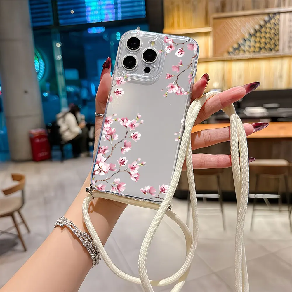 New Fashion Painted Crossbody Lanyard TPU Soft Phone Case