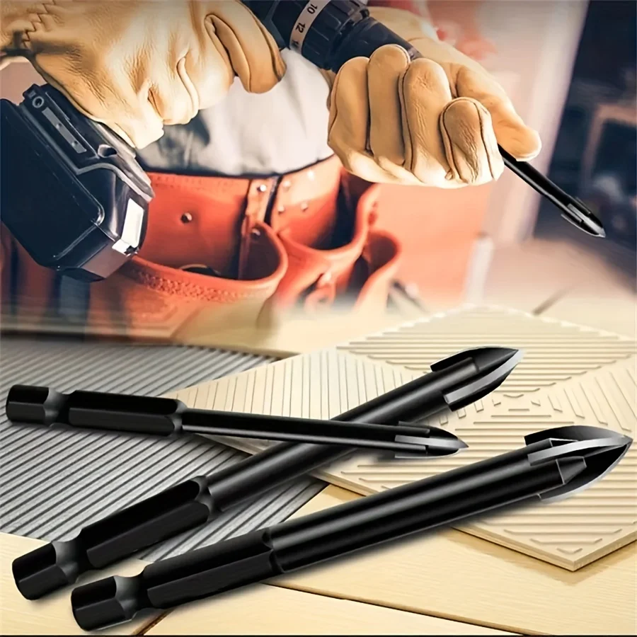 5pc Multi-Material Drill Bit Set Hex Shank Anti-Corrosion Glass/Ceramic/Wood
