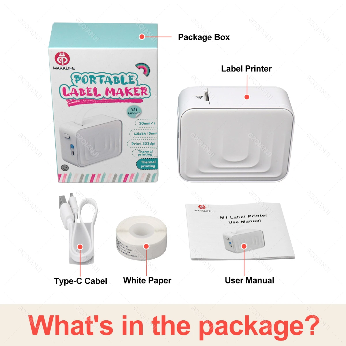 M1 Wireless Bluetooth Thermal Label Printer Mini Portable Adhesive Label Maker Fast Printing Similar as Marklife P15 P11 P12 L12