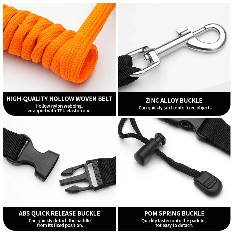 Elastic Kayak Paddle Rope Rowing Boat Paddle Board Accessory Fishing Rod Carabiner Adjustable With Safety Hook scuba diving hook