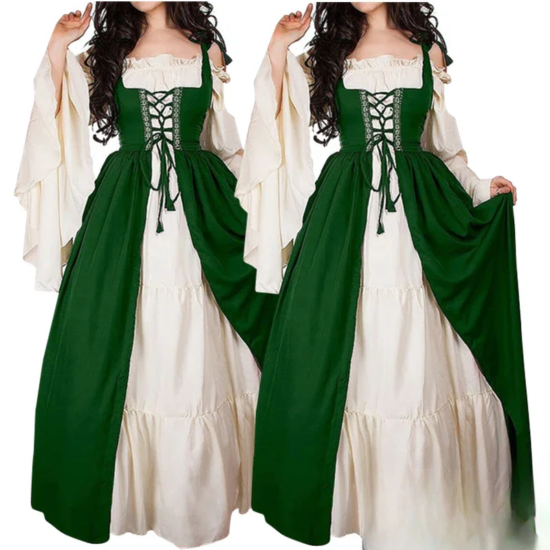 slim fit dress slacks Renaissance Faire Dress Medieval Costume Irish Boho Full Costume L/XL / Red/Black main image 0