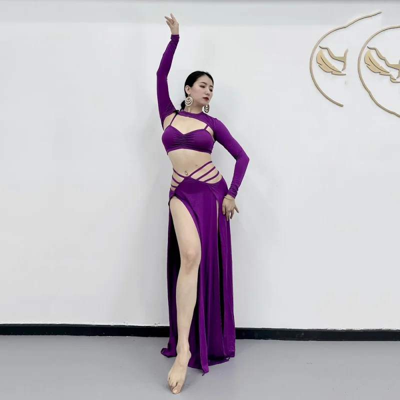 

Purple Belly Dance 4-Piece Set Sexy Belly Dance Suit Dress Oriental Dance Belly Dance Practice Costumes 2023 Performance suit
